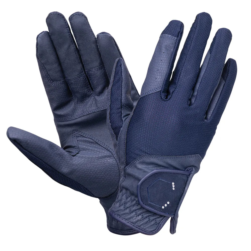 Coldstream Blakelaw Diamante Riding Gloves Navy