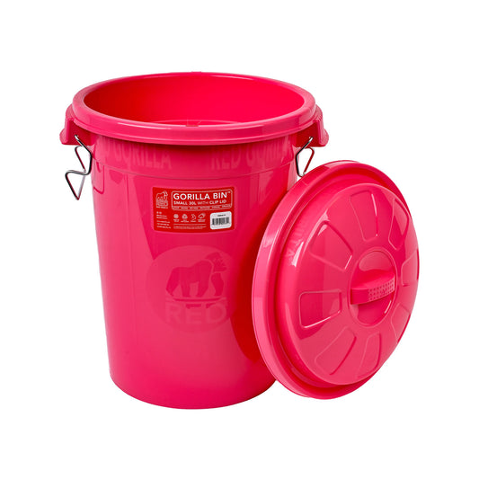Red Gorilla Bin With Clip Lid 30  Lt