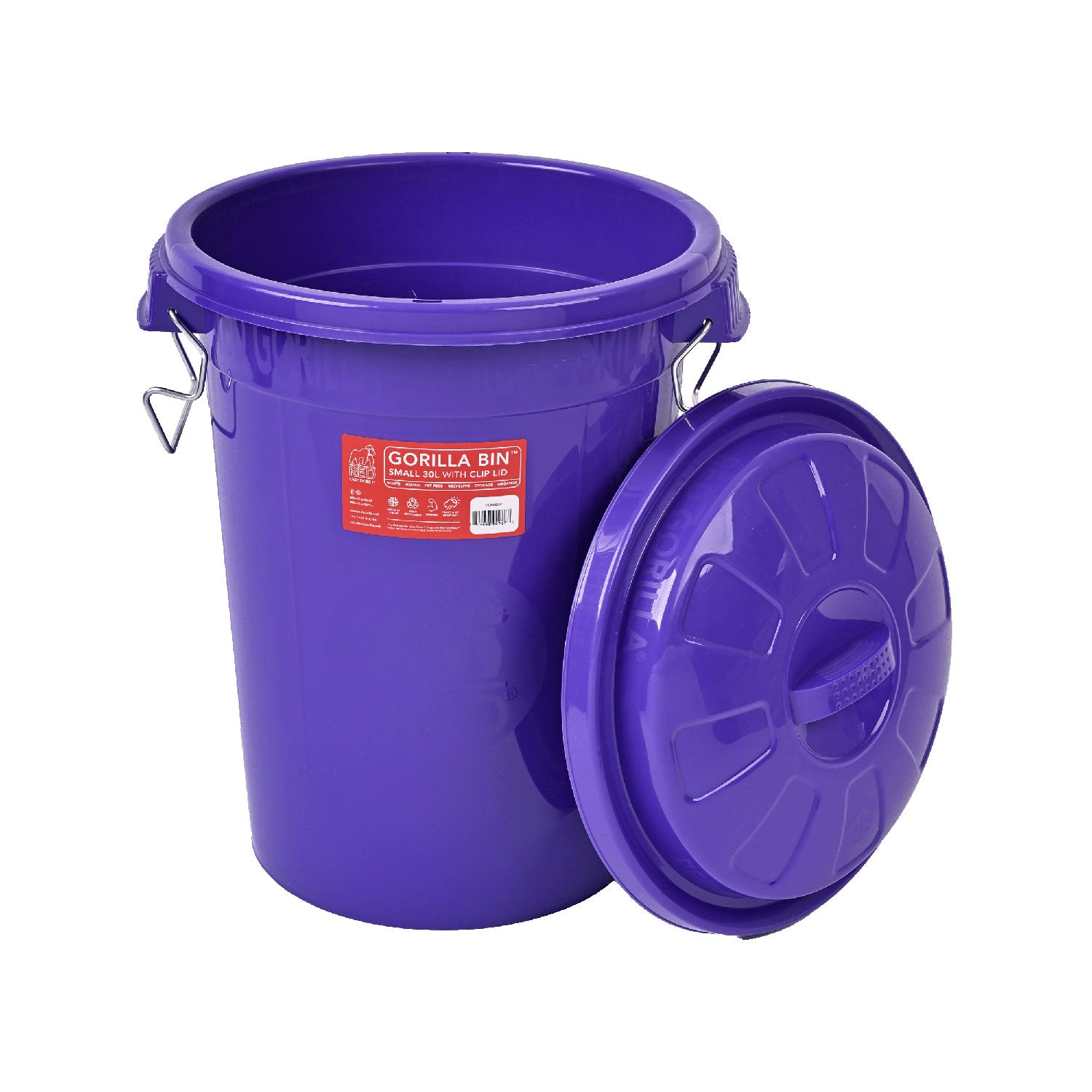 Red Gorilla Bin With Clip Lid 30  Lt