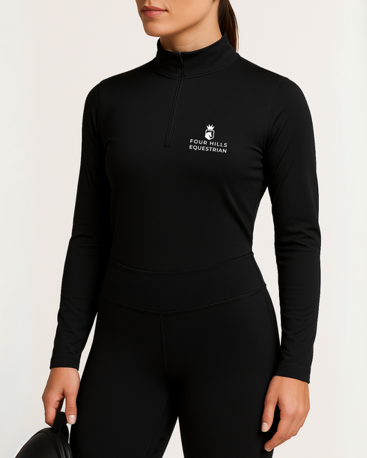 Black Long Sleeve Zipped Baselayer