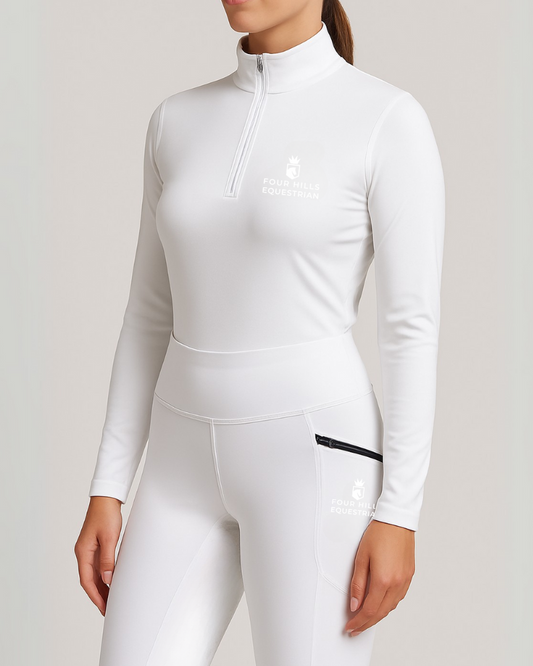 White Long Sleeve Zipped Baselayer